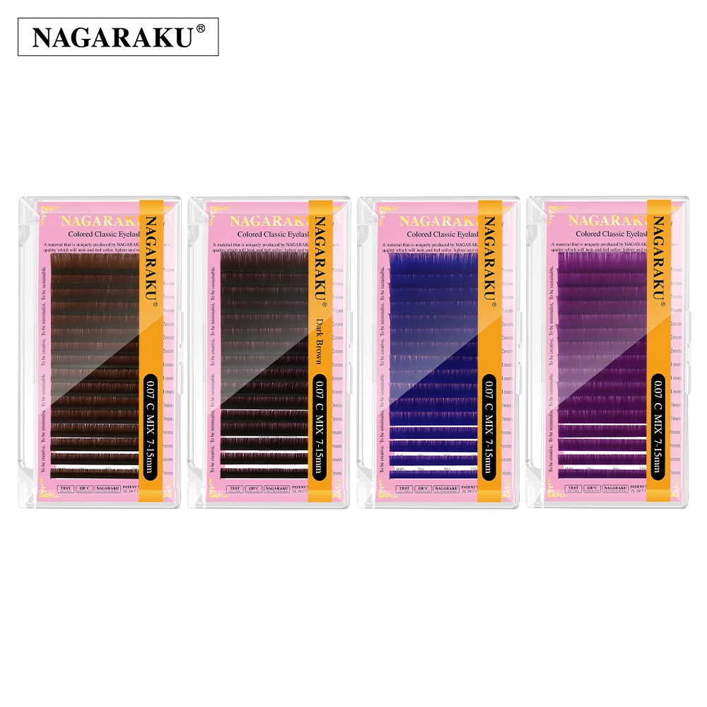 NAGARAKU Color Lashes Purple Mix 8～15mm Blue Brown Eyelash Extensions Individual Colored Eyelashes False Mink Eyelashes