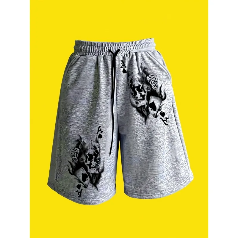 Women's Street Retro Men's and Women's Fashionable Skull Print Five Quarter Shorts Loose Shorts Summer New Style