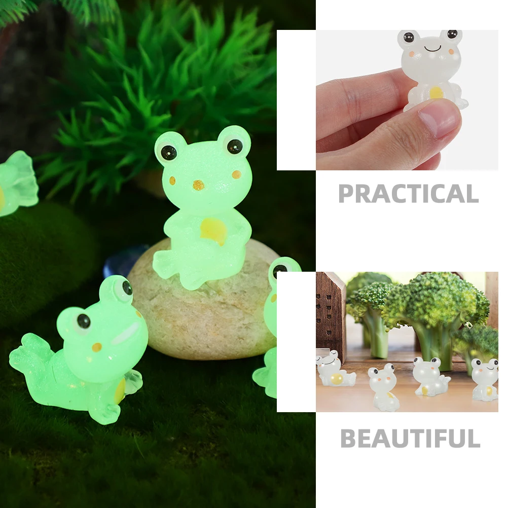 

12 Pcs Glow in Dark Frog Decor Mini Crafts Cartoon Statues Resin Figurines Home Tabletop L Dollhouse nament