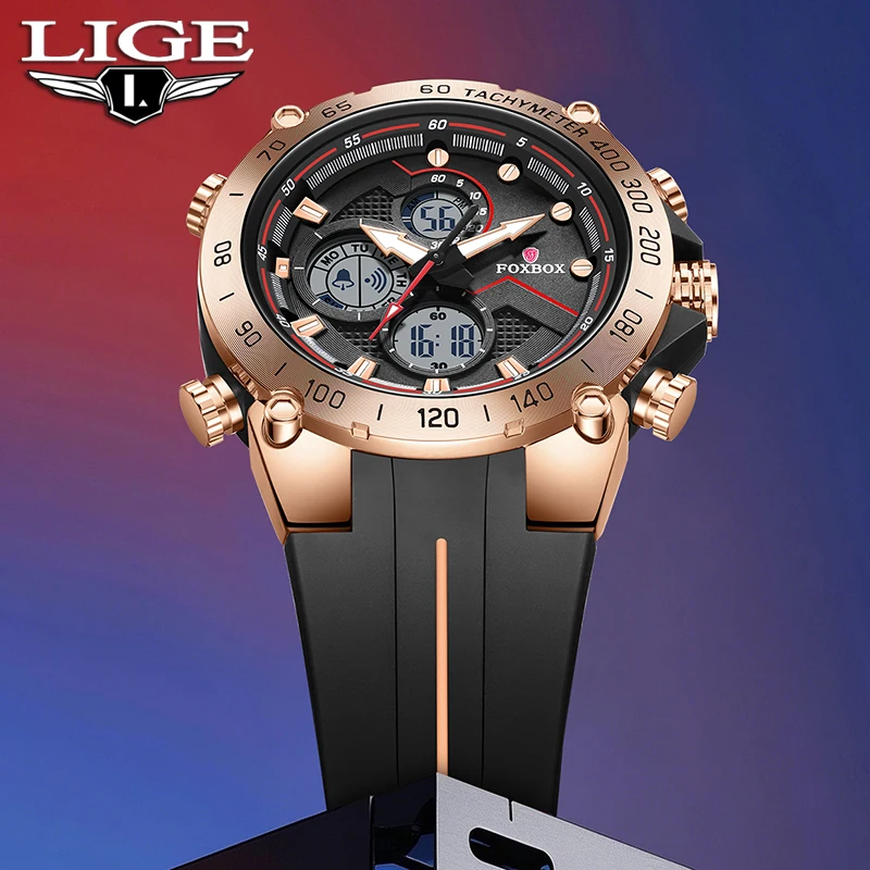 FOXBOX 2025 New Luxury Men‘s Watch LIGE Brand Fashion Digital Watches Men Waterproof Multifunctional Quartz Wristwatches Reloj