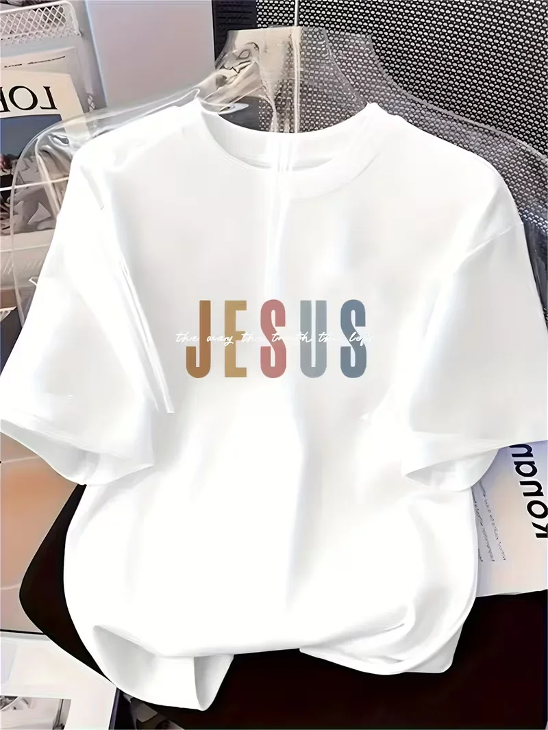 Camiseta Cristã Unissex Jesus O Caminho, a Verdade e a Vida, Camisetas Gráficas Vintage para Viagem e Uso Diário