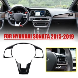 For Hyundai Sonata 2015-2019 Carbon Fiber Steering Wheel Button Cover Trim Decorative Car Sticker Interior Accessories