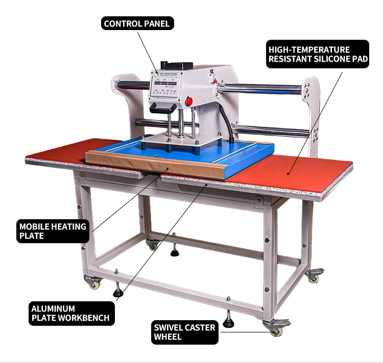 60X80 Large Table Top Pneumatic Double-Station Sliding Type Garment Thermal Transfer Equipment Hot Stamping Heat Press Machine
