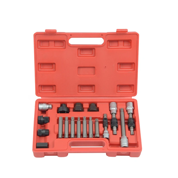TBTOOLS Car Auto 18Pcs Alternator Freewheel Removal Pulley Set Repair Tool Automotive Werkzeuge Kit Maintenance Tools TB089