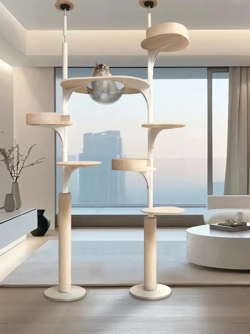 Solid wood cat climbing frame High-rise Tongtian pillar does not occupy an area Climbing frame Cat nest Jump platform