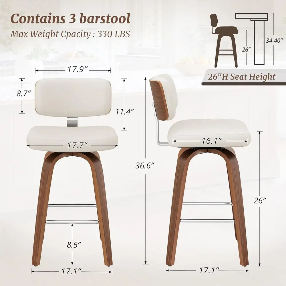 Swivel Bar Stools Set o 3, 26