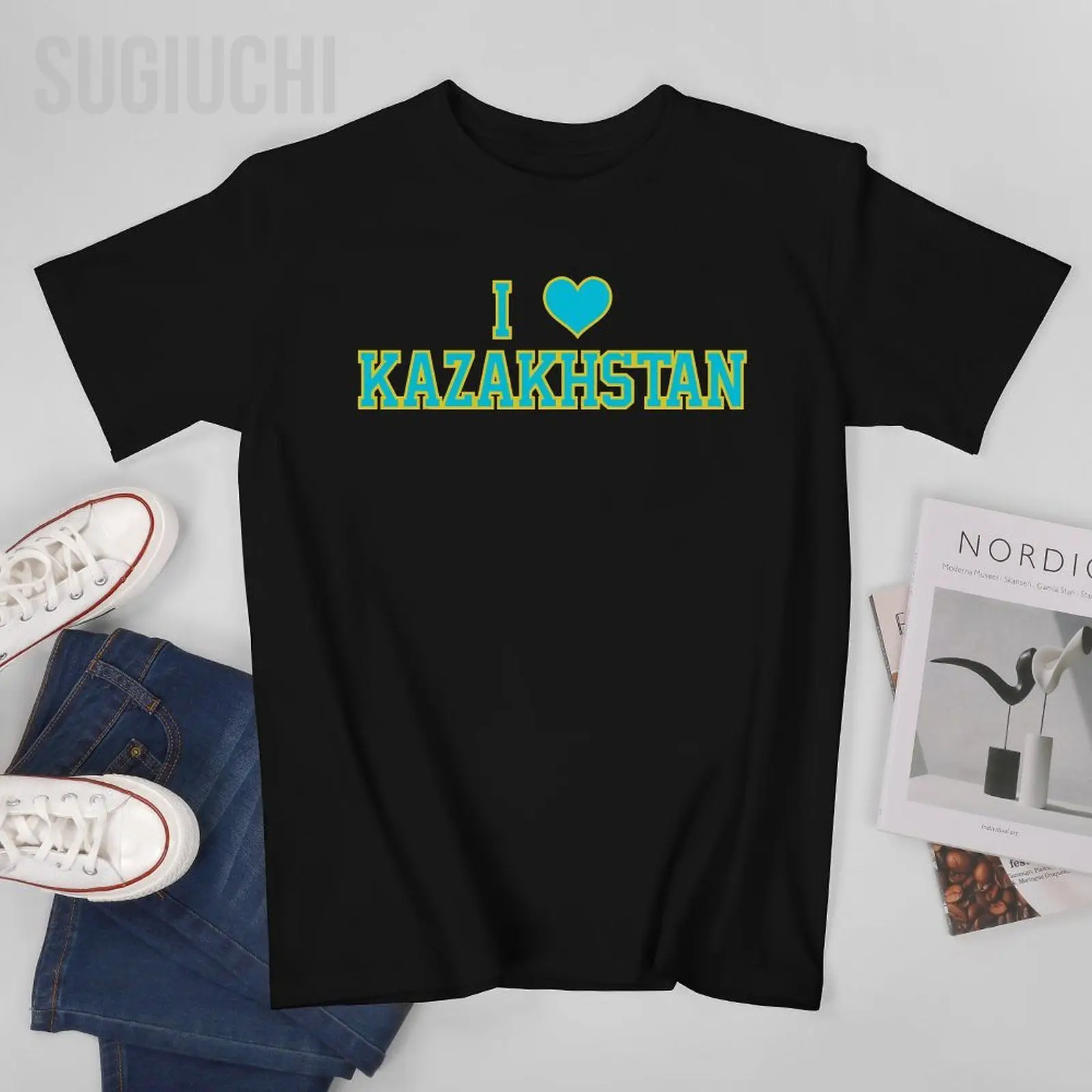 Unisex Men I Love Kazakhstan In The Heart Tshirt Tees T Shirts Women Boys 100% Cotton T-Shirt