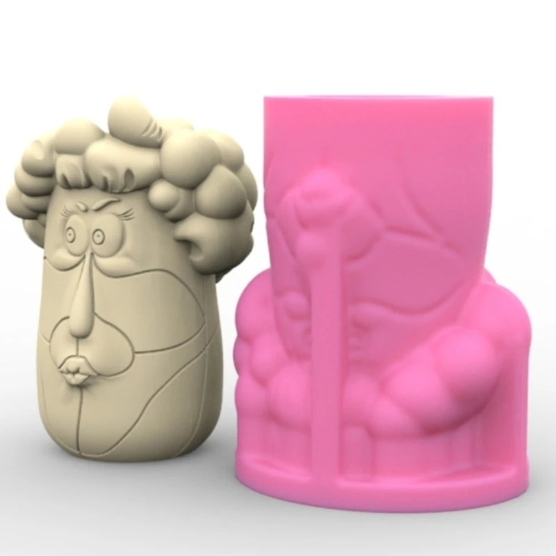 Creative Curly Hair Girl Plant Pots Silicone Mould Handmade Planter Making Mold