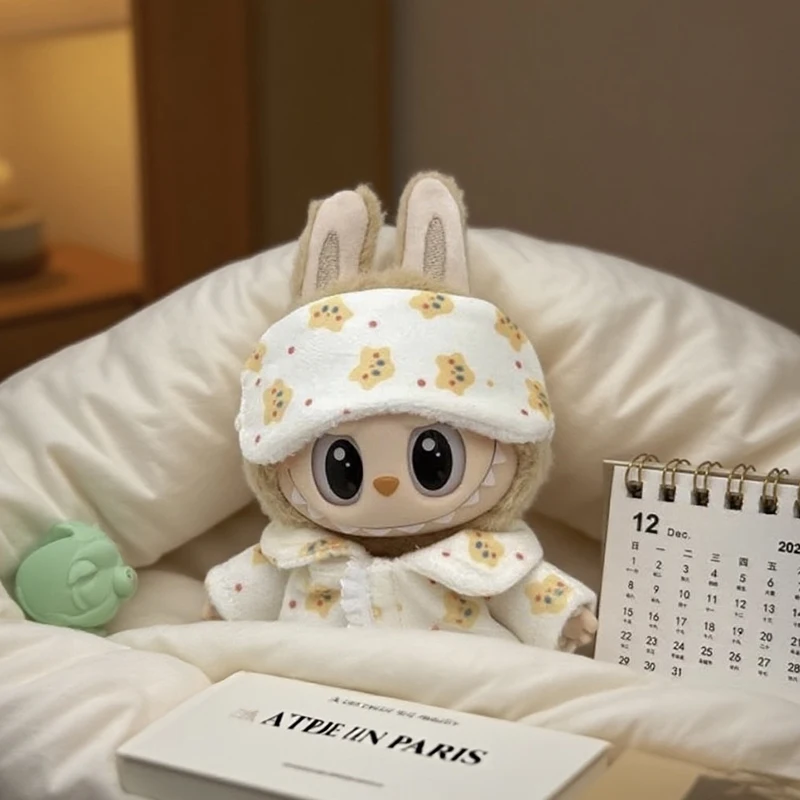 

Одежда для кукол Labubu I II, 15 см/17 см, милая маска для глаз, пижама, комплект из 3 предметов, аксессуары, одежда, плюшевая кукольная одежда, комбинезон со звездой