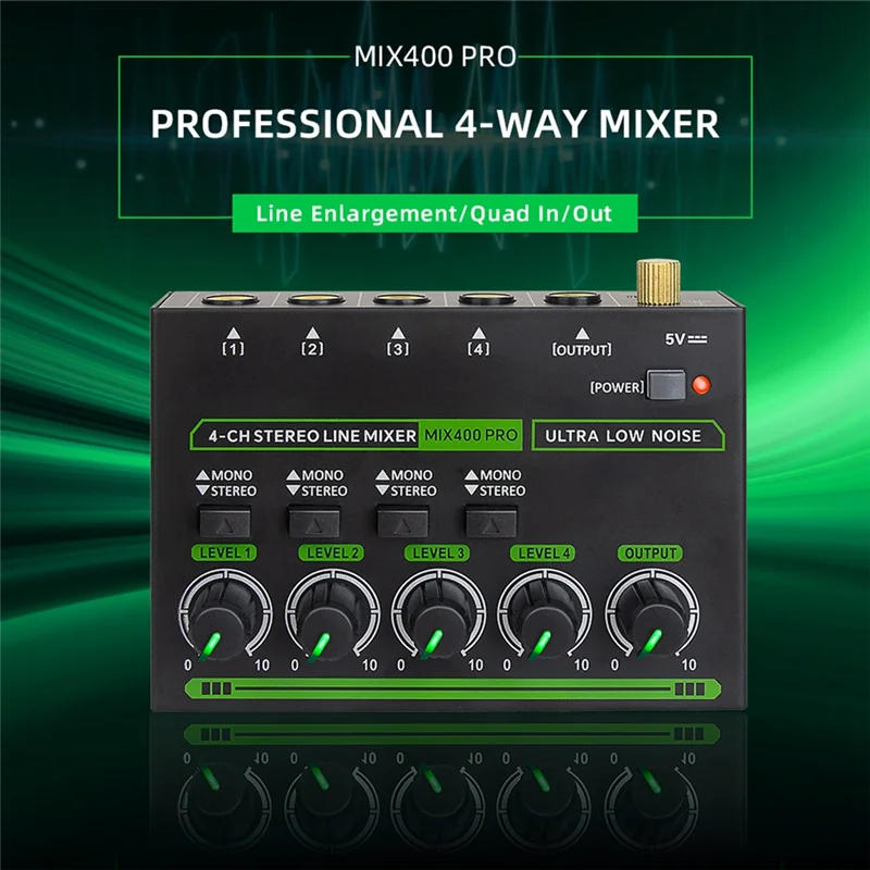 【الكعكة الساخنة】Mix400 Pro 4 قنوات خلاط صوت احترافي مع ضوء RGB خلاط صوت صغير خط خلاط صوت صغير للنادي Ba