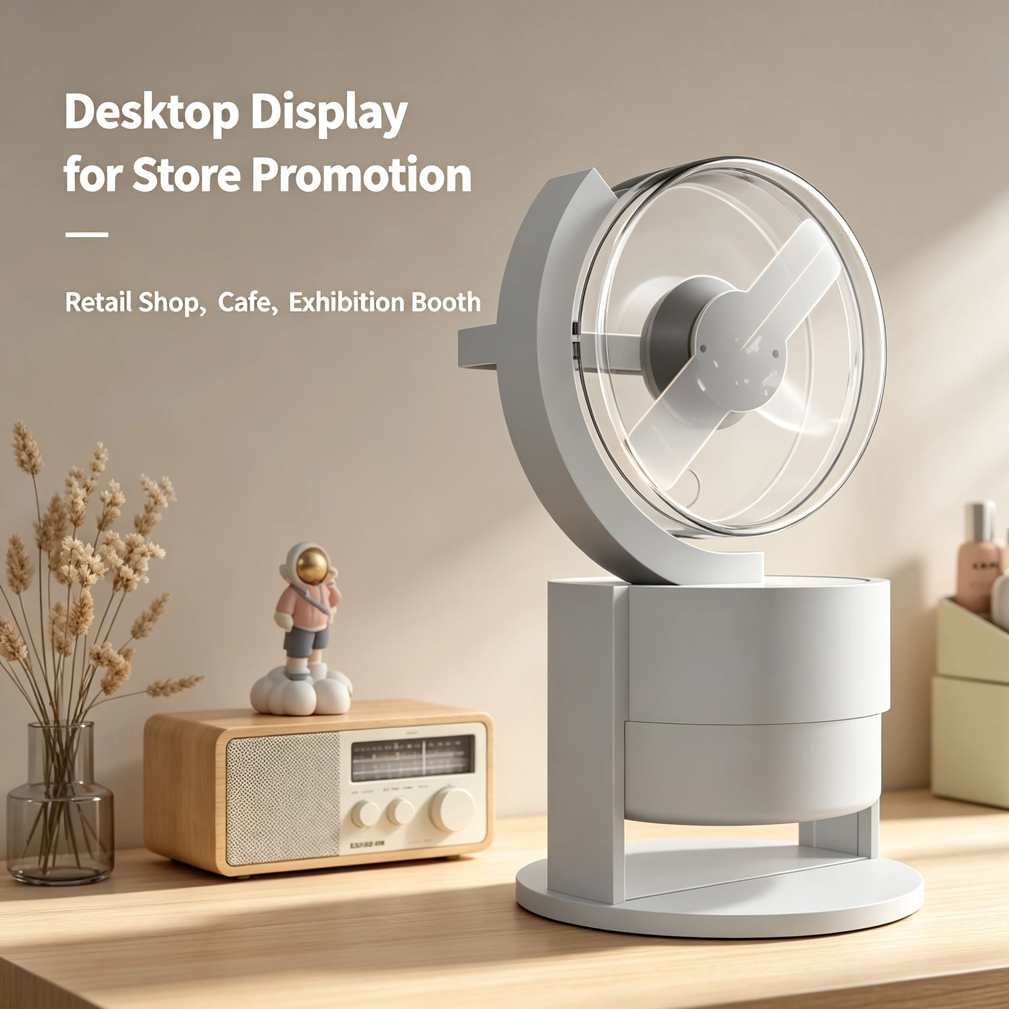 Desktop Naked Eye 3D Hologram Fan LED Display Stereo Holographic Projector Advertising Machine With Speaker
