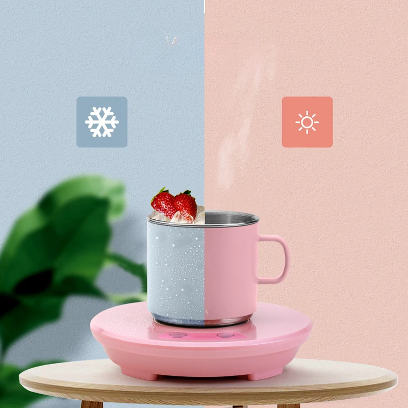 2 In 1 Electric Fast Cooling Cup Portable Smart Cooling Heating Coaster Coffee Milk Warmer Cooler Beverage Tea Cup Mug Mat