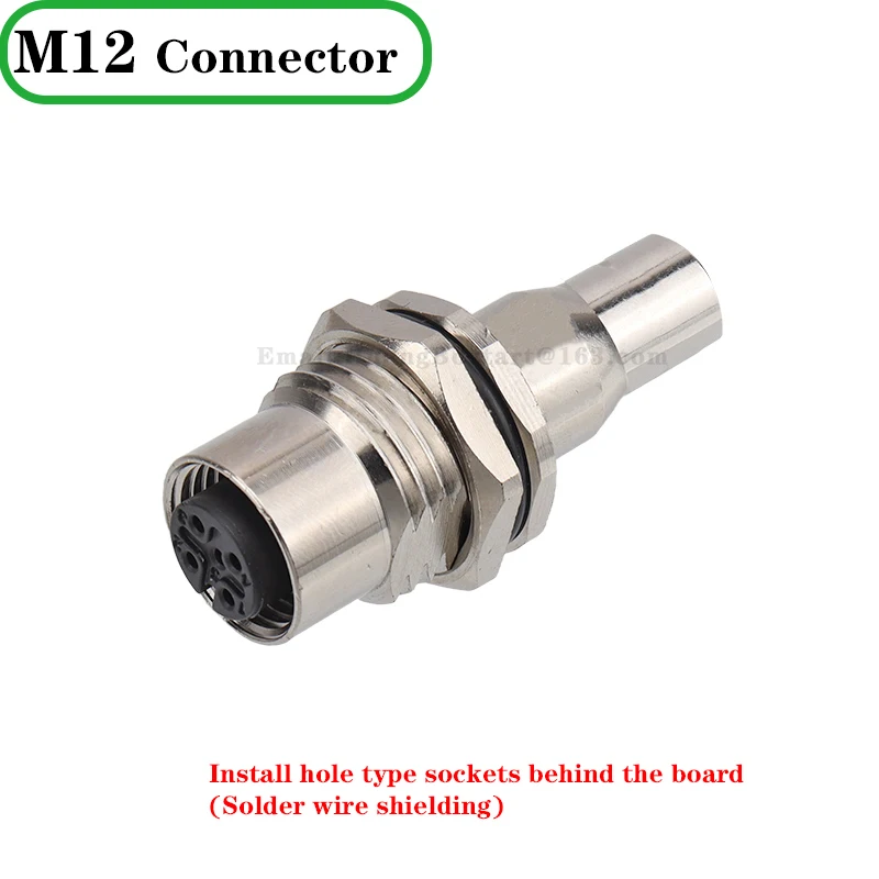 Solder Type M12 Front Fastened Nut Bulkhead 4 5 8 12 17 Pins B C D Coding Male Female Panel Mount Connectors