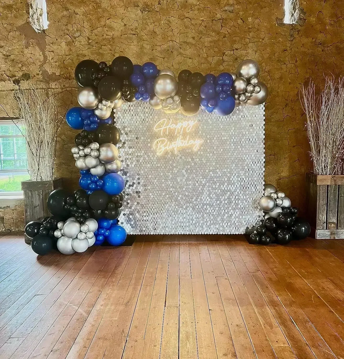 12/16/18 Stück sechseckige Pailletten-Hintergrundplatten für Hochzeit, Geburtstag, Party, Hintergrund, Wanddekoration, schimmernder Hintergrund, Vorhang, 30 x 30 cm – Detail 6