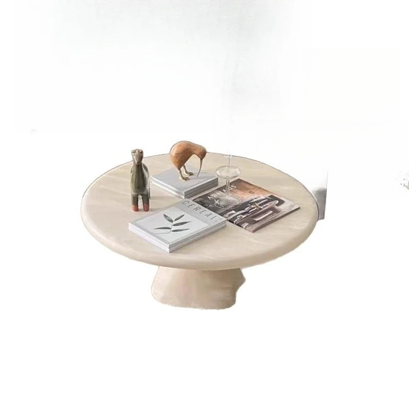 

Solid wood household coffee table small apartment Nordic modern homestay simple round advanced mobile living room combination