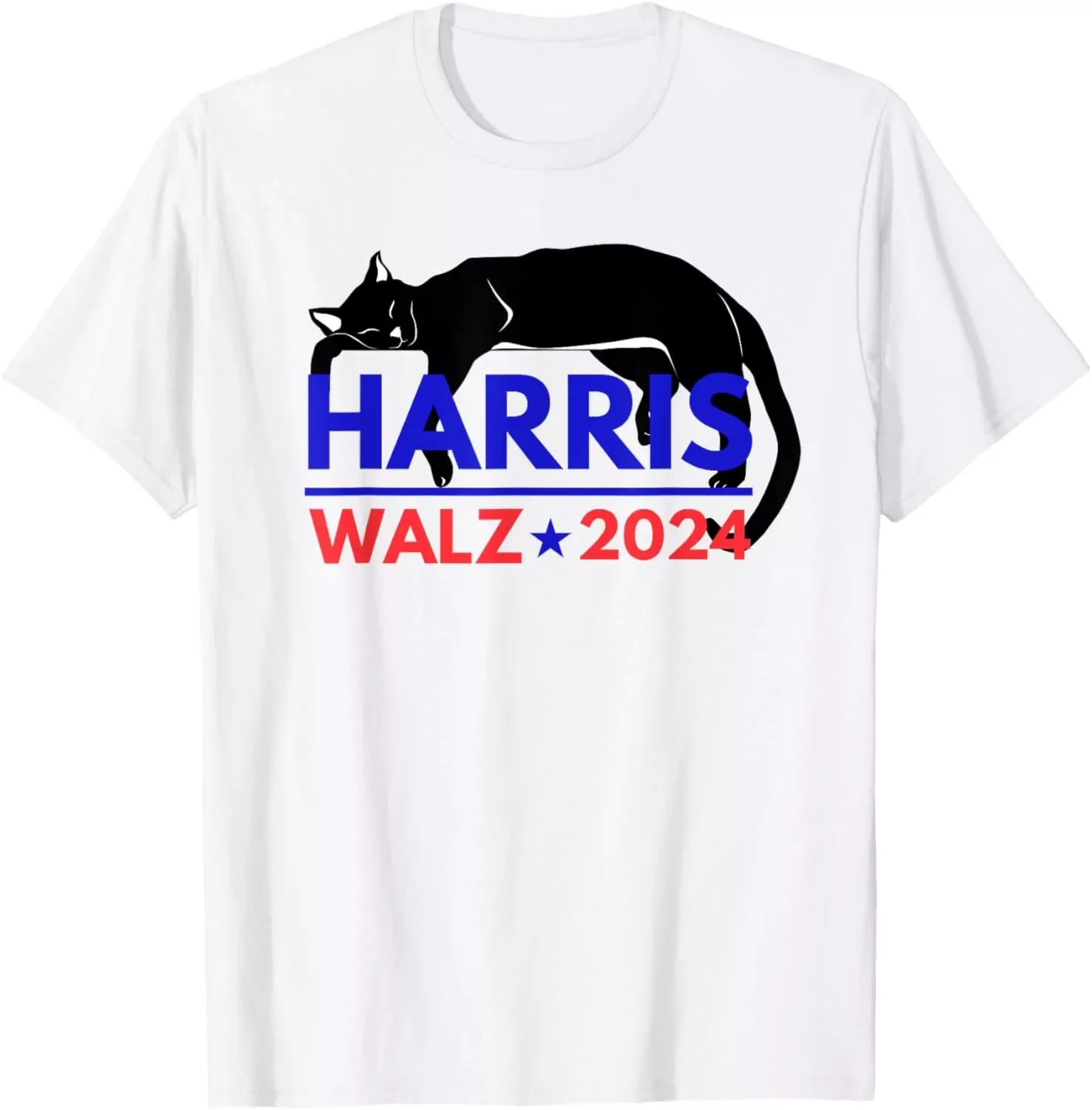 Harris Waltz 2024 Funny Cat Election Kamala Harris Tim Waltz T-Shirt S-3XL