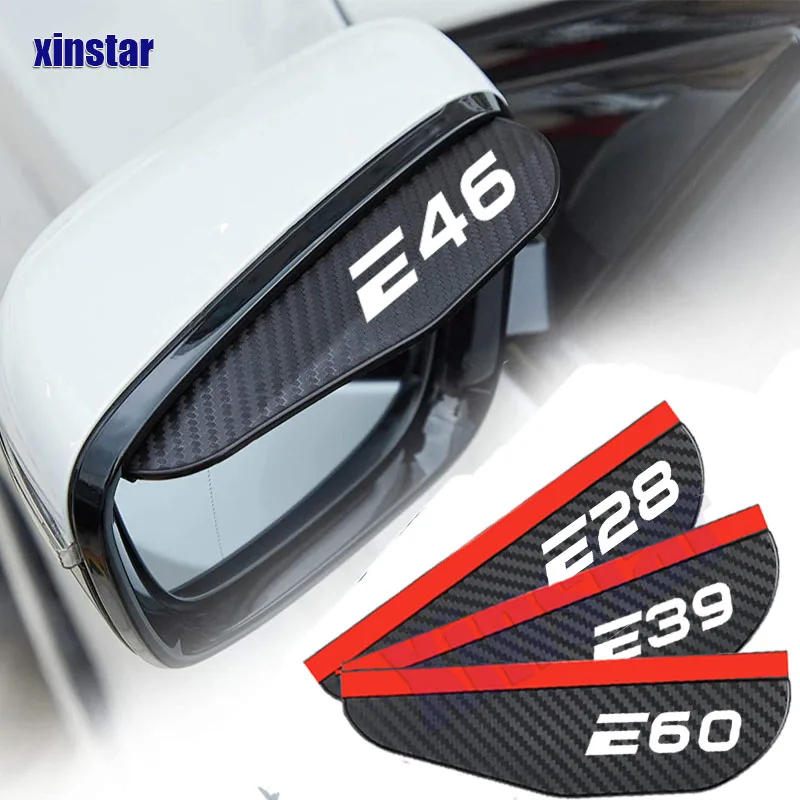 2X Carbon Fiber Car Rearview Mirror Eyebrower Sticker For BMW E28 E30 E34 E36 E39 E46 E60 E70 E87 E90