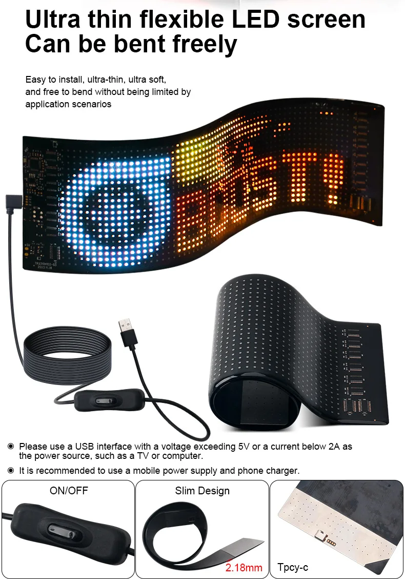 1/2 Stück Teufelsaugen-Licht USB-betriebenes LED-Matrix-Panel DIY Programmierbares Flexibles LED-Display mit App-Steuerung für Auto-Windschutzscheiben – Detail 5
