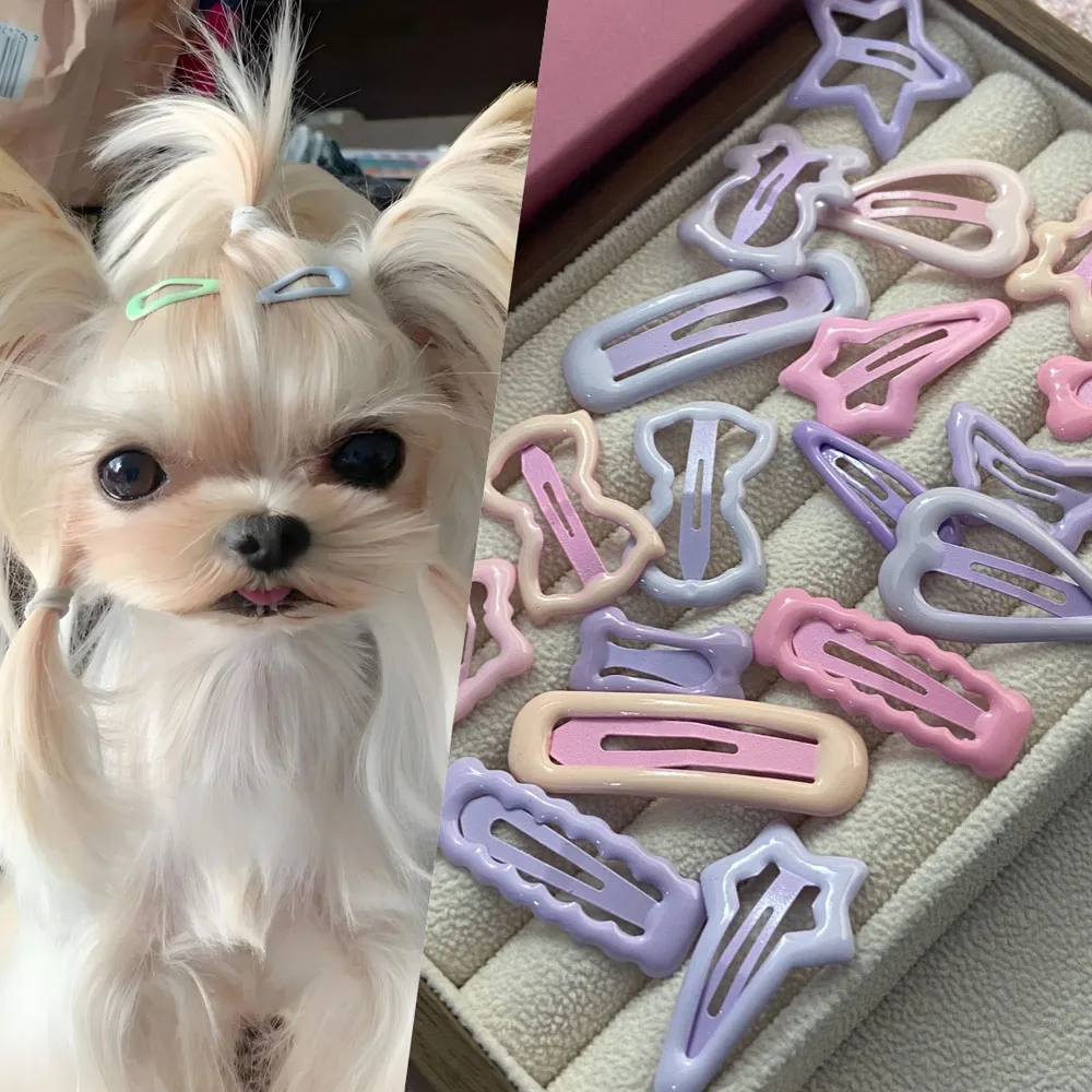 10 Uds. Horquillas con esquema de colores caramelo para mascotas, pinza para el pelo para perros y gatos, accesorios para el pelo, tocado, accesorios bonitos de moda para mascotas