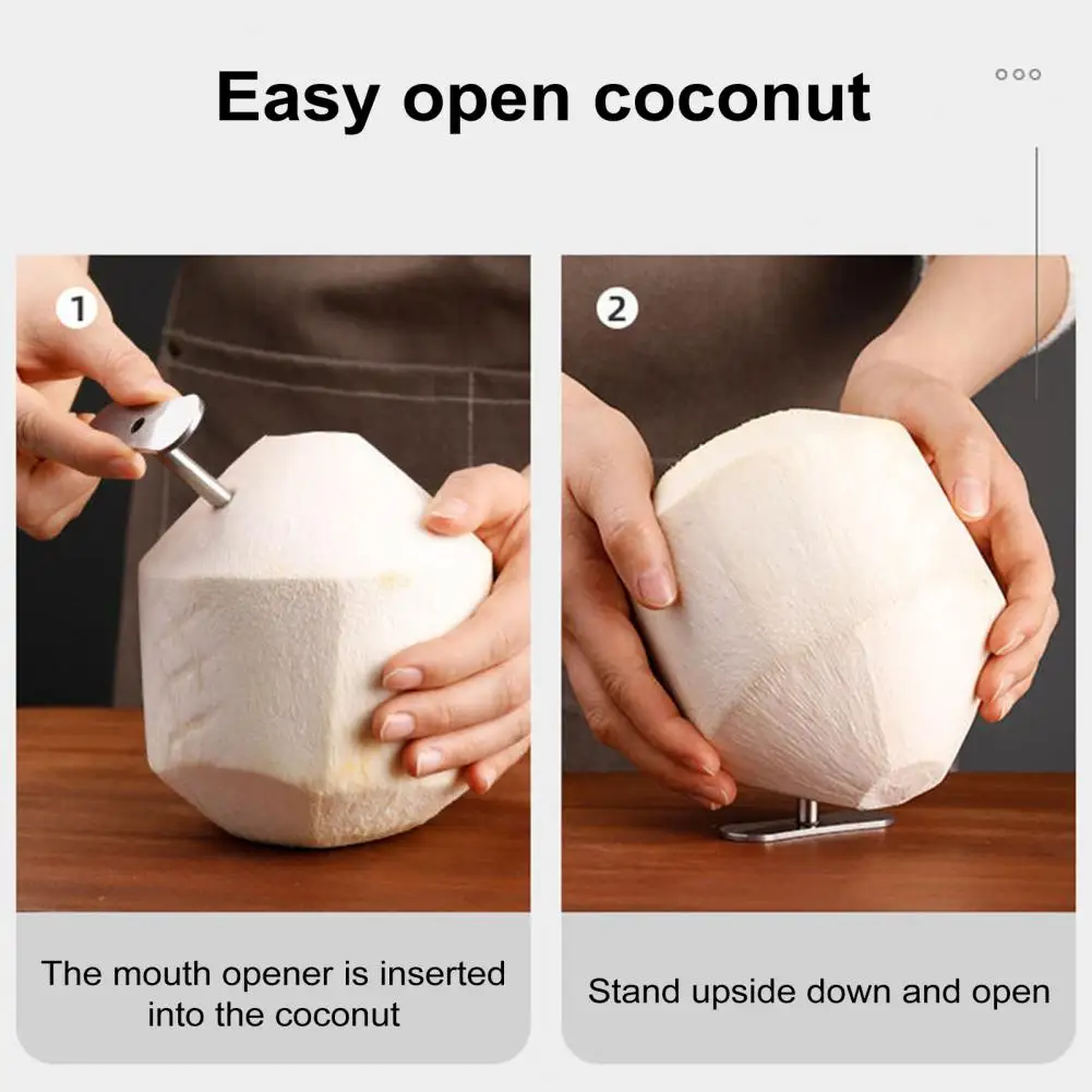Clean Coconut Opening Device Stainless Steel Coconut Opener Tool Durable Coconut Hole Puncher Dual-angle Remover for Young