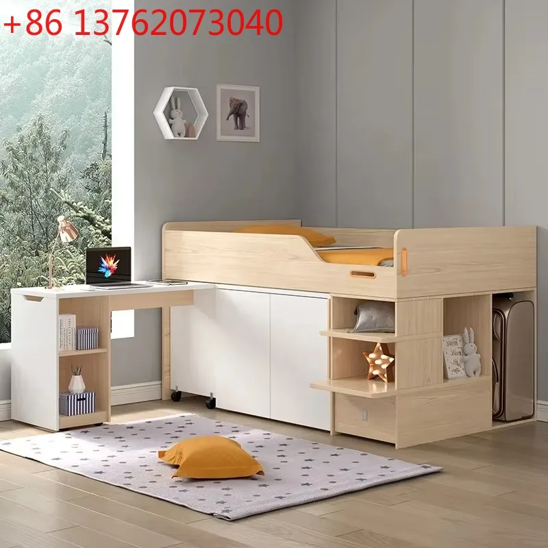 

Top Quality Children's Bed Multi-functional Half-height Bed, Space-saving Combination Set Bed Bunk Bed with Desk for Kids