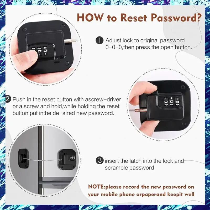 

CEA Refrigerator Lock, Combination Lock For Refrigerator Cabinets, Drawers, Heavy Duty Fridge Lock, Safety Lock