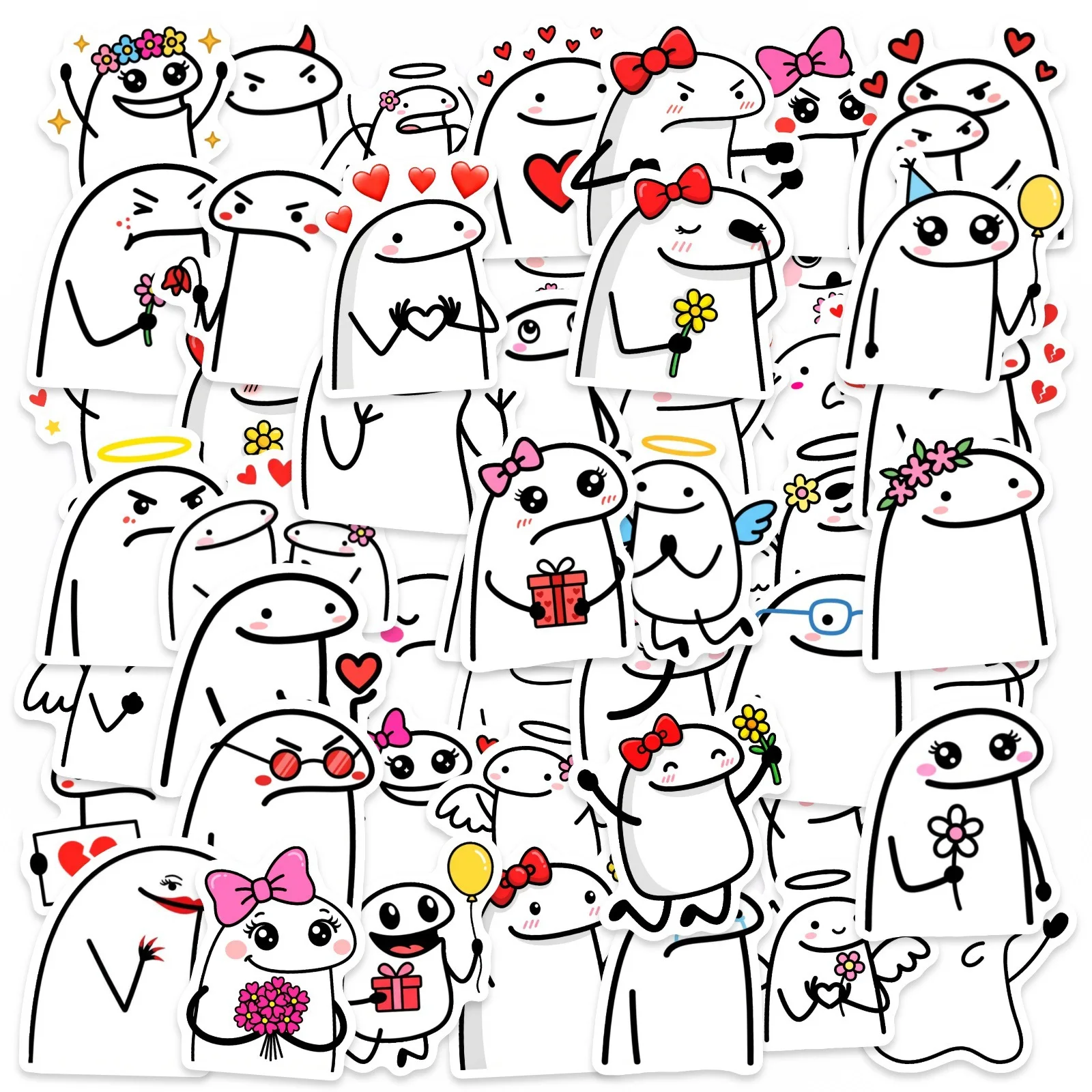 50 Pegatinas de Vinilo Impermeables de Dibujos Animados de Flork Meme para Laptop, Funda de Teléfono, Cuaderno, Botella de Agua, Pegatinas DIY