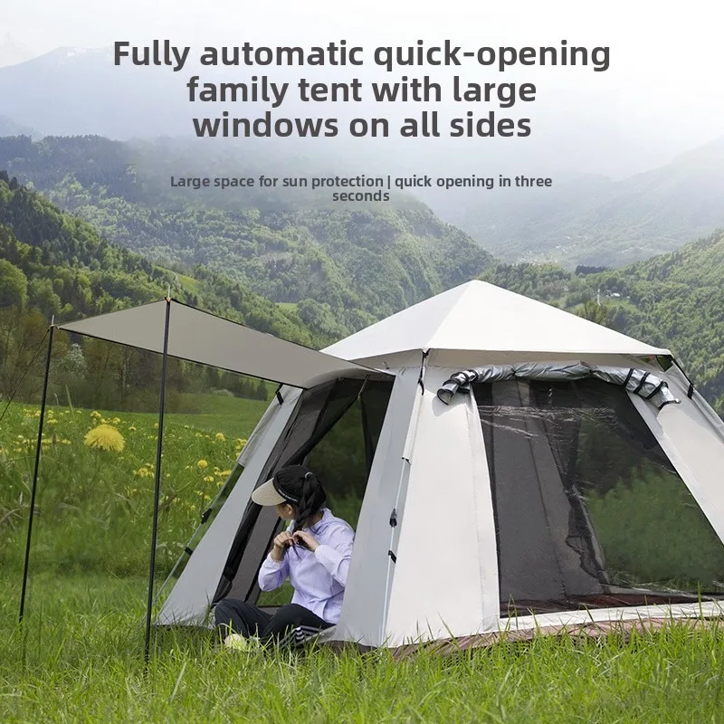 All Weather Automatic Large Beach Tent 34 Person Folding Camping Shelter Easy Setup Rainproof Family Outdoor Shade Canopy view 3