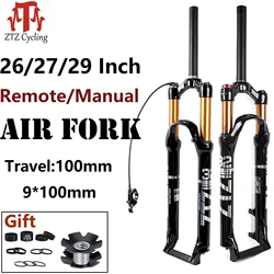 ZTZ MTB Fork Mountain Bike Suspension Fork,26/27.5/29 inch Air Fork Suspension Gas Fork 100mm Travel Straight Tube