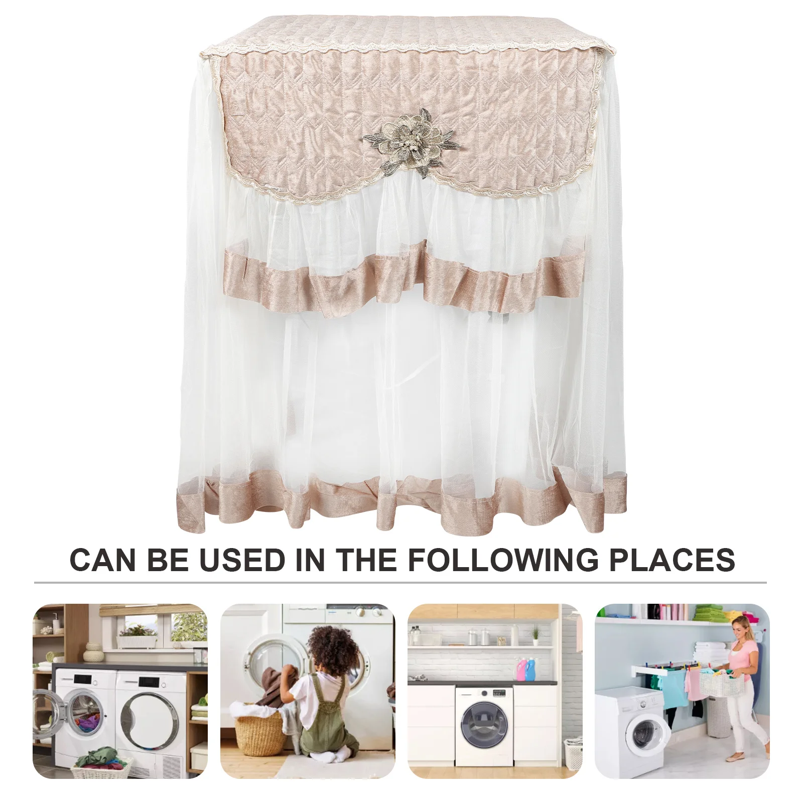 

Washing Machine Cover Universal Fit Waterproof Dust Protective Cover for Dryer and Washer Breathable Wear Resistant Sunscreen