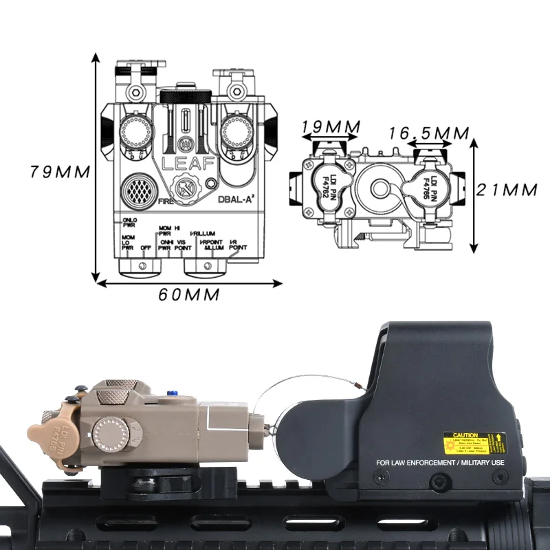 Wadsn DBAL-A2 Metal Tactical Red Dot Sight High Power Green Blue Powerful Laser Pointer NGAL MAWL PEQ LA5C Hunting Airsoft AR15