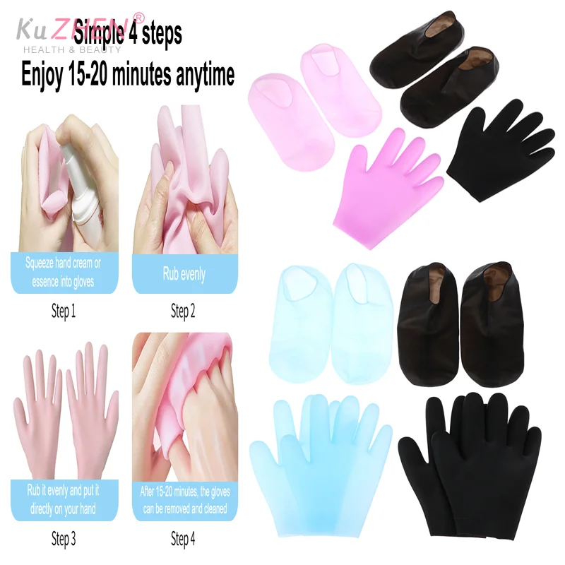 SPA Silicone Anti Crack Foot Mask Prevents Dryness Foot & Hand Mask Set Pedicure Socks & Moisturizing Gloves For Feet/Hand Care