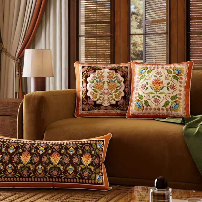 Classical Flora Pillows Long Throw Cushion Case Retro Simple Warm Decorative Pillow Cover For Sofa Chair Home Decorations