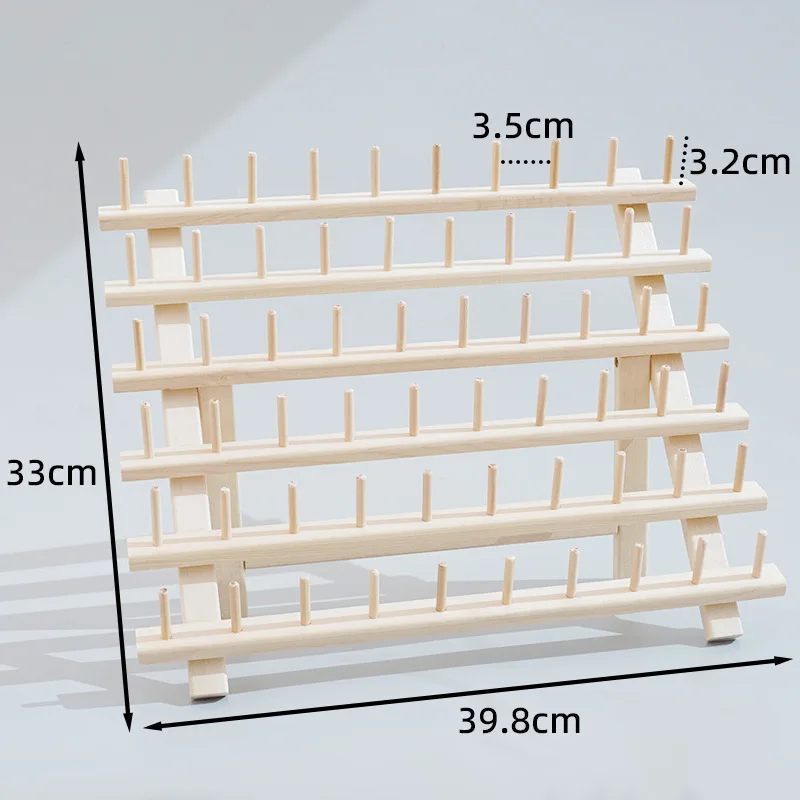 60-osiowy drewniany składany stojak na nici do przechowywania narzędzi do szycia metoda haftowany stojak na nici ręczne szycie DIY stojak do