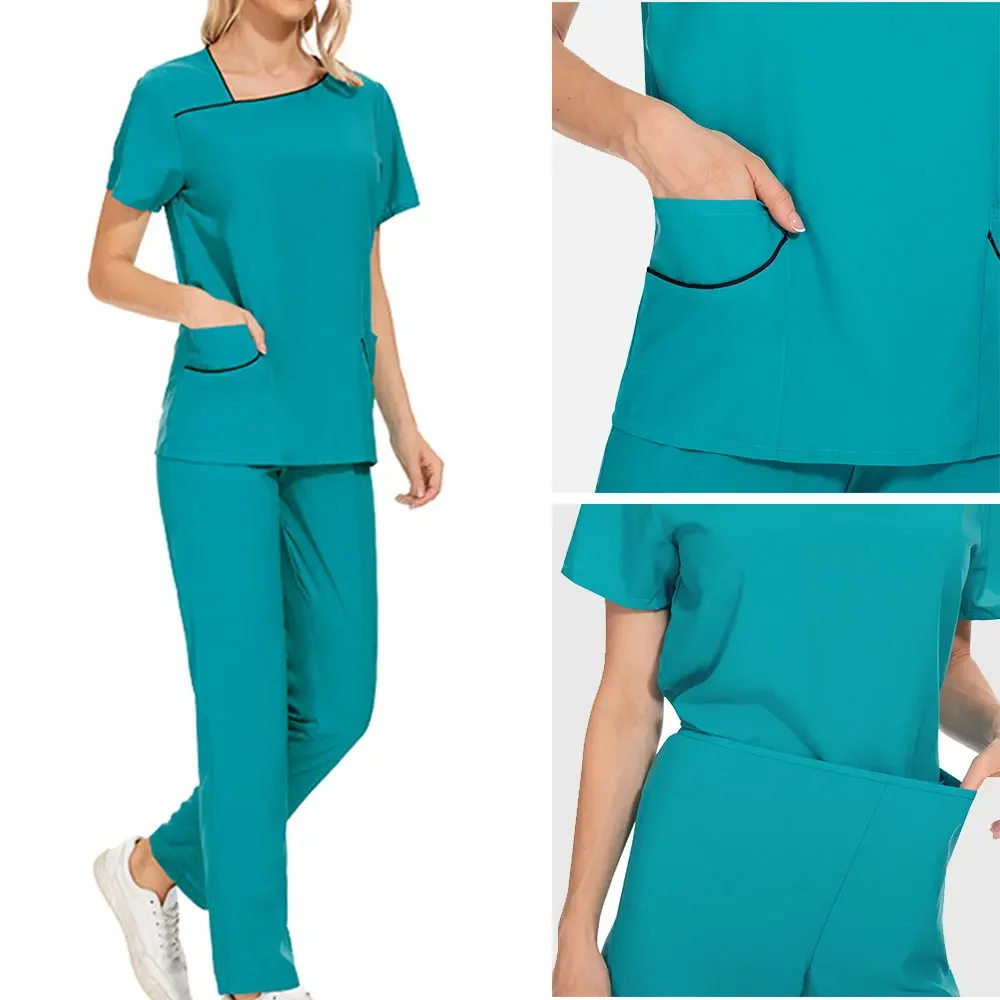 Operating Room Doctor Nurse Work Wear Pet Grooming Working Clothes Medical Uniforms Spa Uniform Womens Scrub Sets Tops+Pants