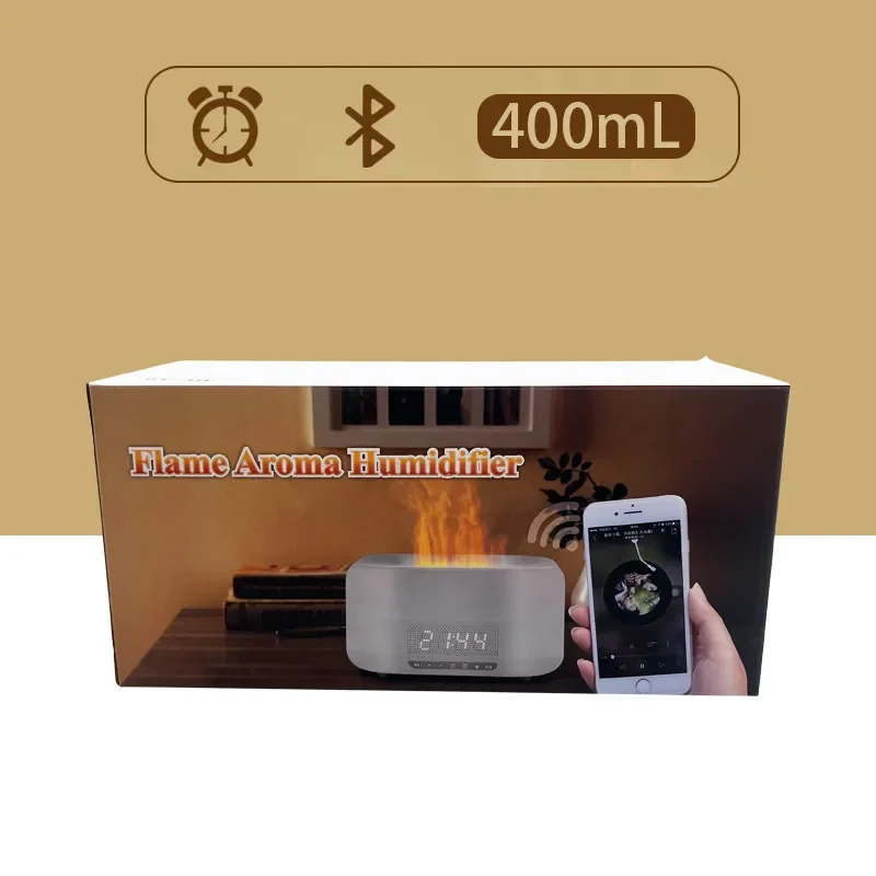 New Simulation AI Colorful Bluetooth Audio Flame Aromatherapy Machine Atomization Humidifier for Home Office Wholesale