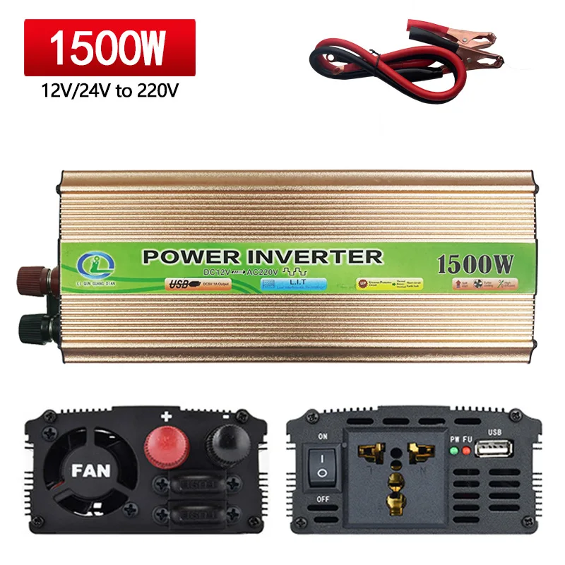 Power Converter 300W to 2000W 12V/24V to 220V Household Vehicle Outdoor Modified Wave Inverter