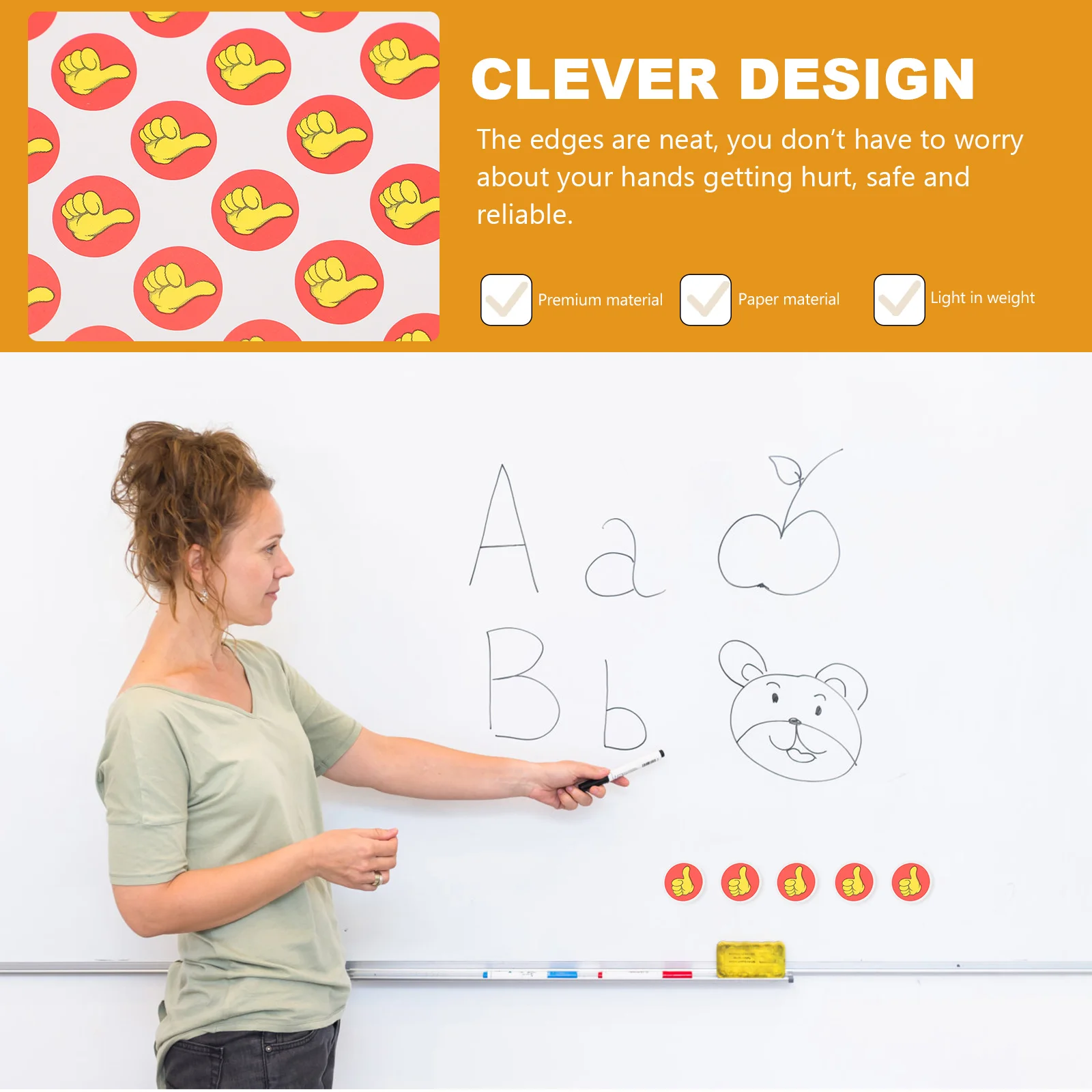 

50 Sheets Kid Reward Thumbs-Up Stickers Safe Reliable Small Lightweight School Home Decoration Kids Reward Stickers