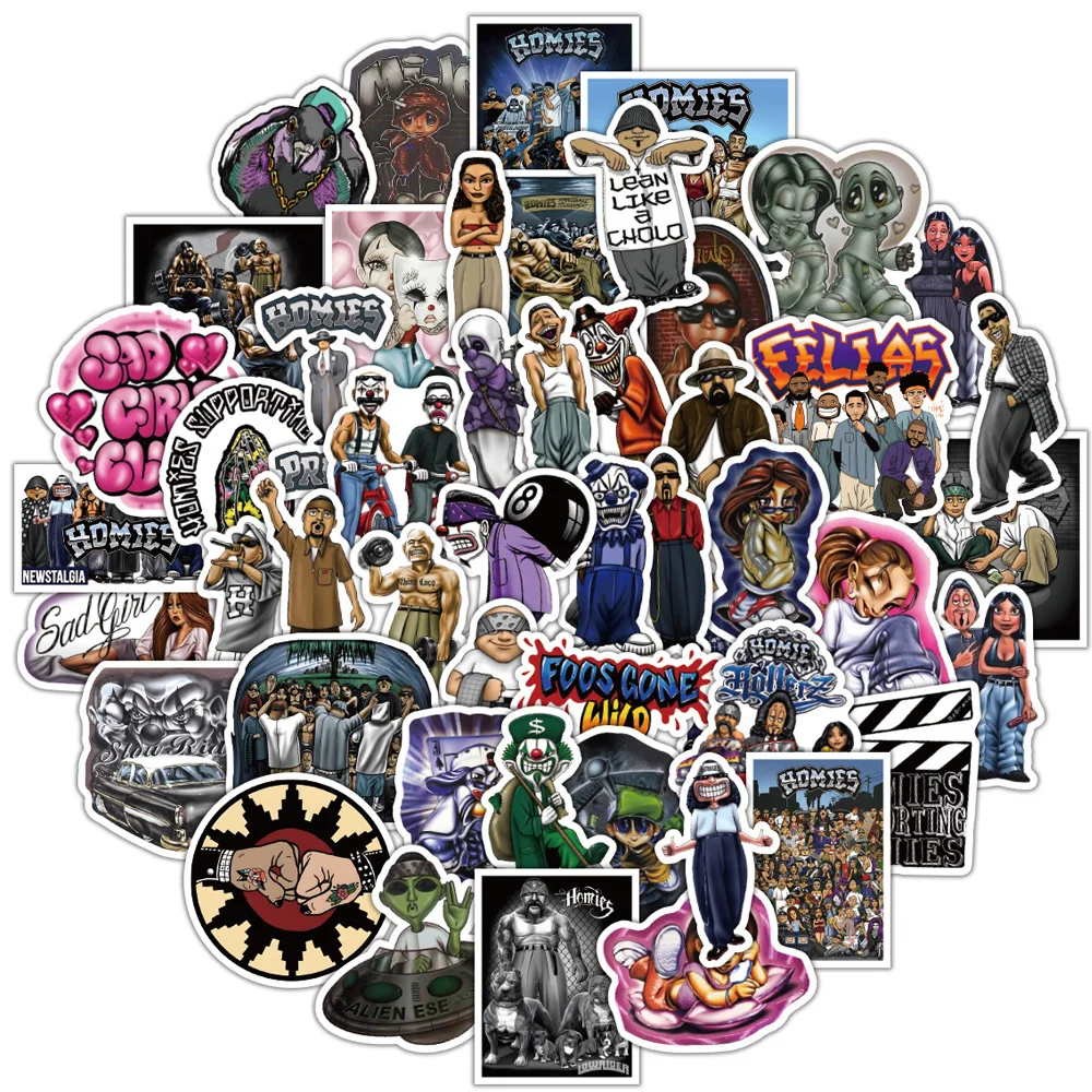 

10/30/50PCS Hip Hop Homies stickers for Motorcycle Helmet Water Bottle Laptop Car Graffiti Waterproof Cool Sticker Toys Decal