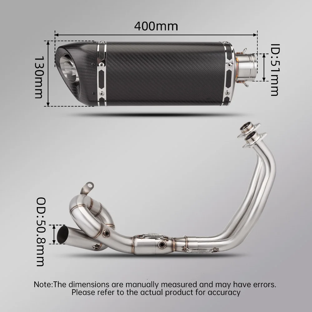 full Motorcycle Exhaust System Escape Front Link Pipe universal 51MM exhaust muffler Slip On For YZF MT07 MT-07 FZ07 2015-2024