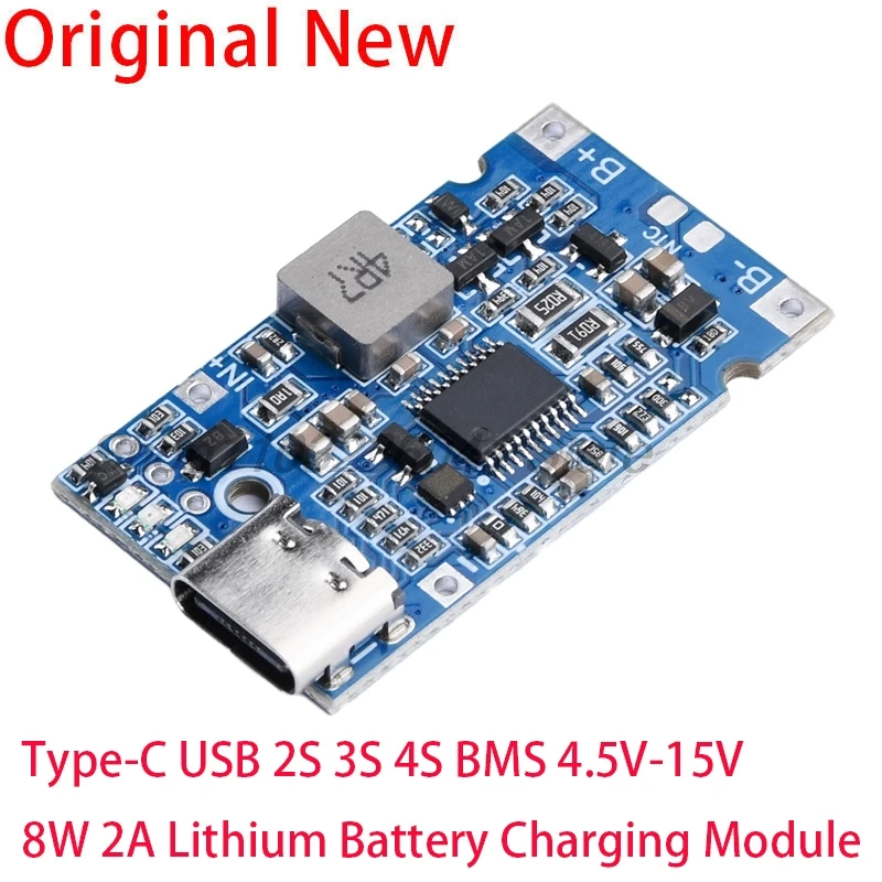Typ-C USB 2S 3S 4S 5S BMS 4.5V-15V 18W 2A moduł ładowania baterii litowej obsługa QC szybkie ładowanie z ochroną temperaturową