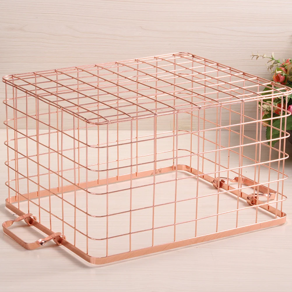 

1Pcs Iron Storage Basket Nordic Rose Gold Size M Multipurpose Laundry Towel Desktop Organizer Sundries Container Household