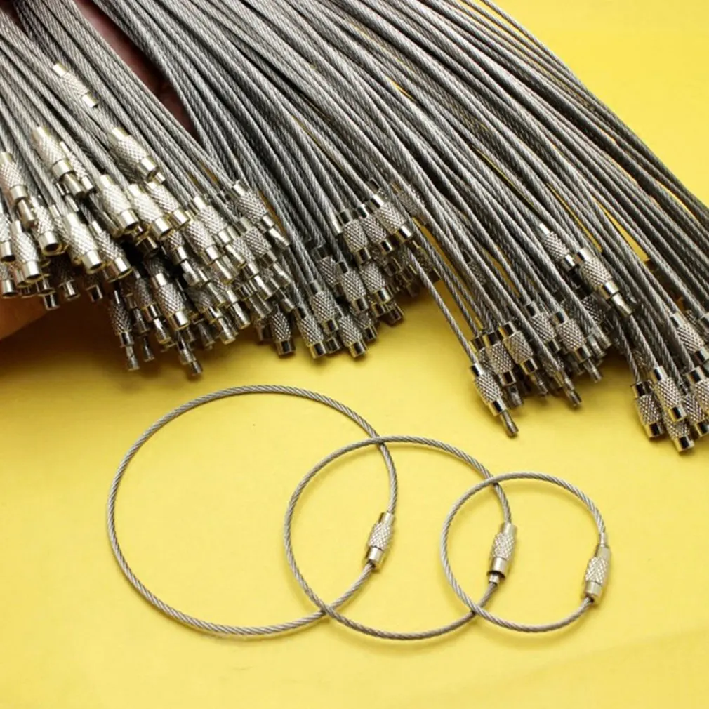 2021 NEW Stainless Steel Covered Rubber Wire Rope Wire Ring Key Ring Stainless Steel Key Ring Pan Utility Keychain