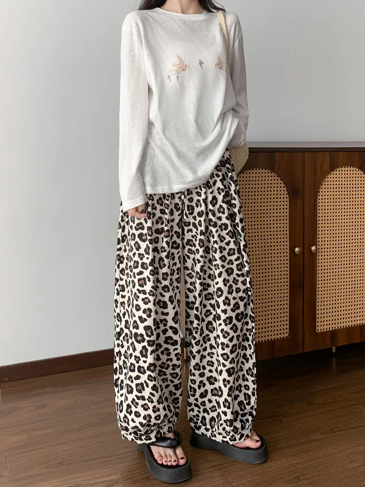 Pantalon à jambes larges pour femmes, taille élastique, droit, coupe cintrée, Grunge, urbain, Hipster, ceinture plissée, séchage rapide, printemps-été