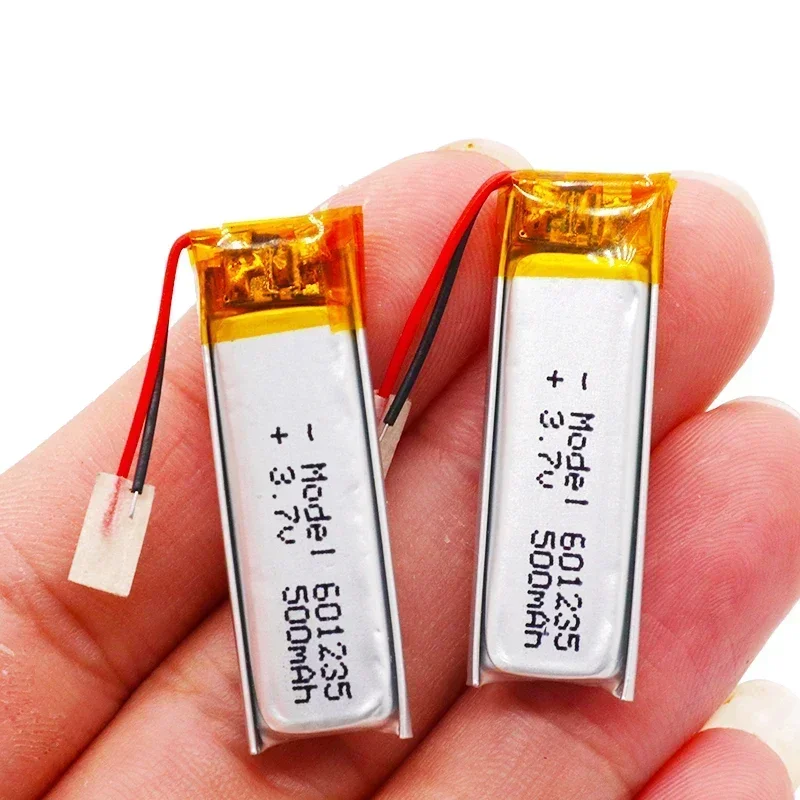 2pcs 3.7V 500mAh Rechargeable Battery 601235 Lithium Polymer Li-Po Ion Batteries For DIY Mp3 GPS PSP Bluetooth Headphone Headset