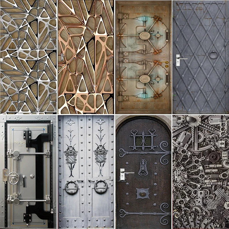 

3D Industrial Wind Iron Creative Wall Decal Vinyl Detachable Poster Apartment Elevator Home Bedroom Waterproof Door Decal