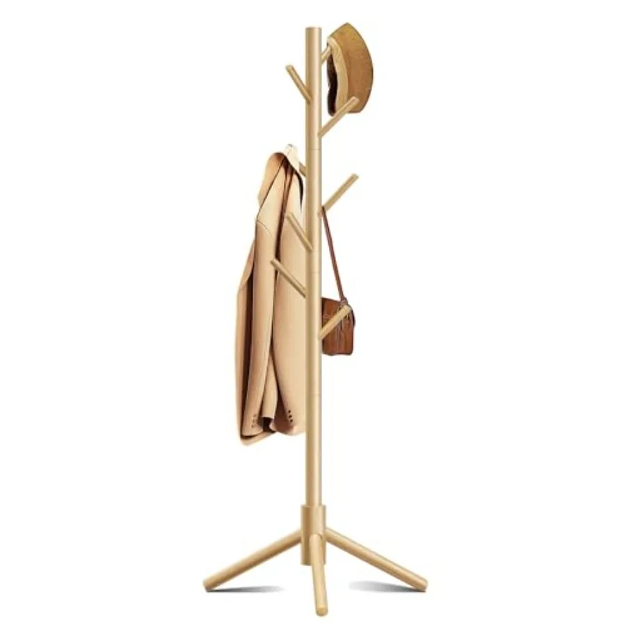 

Coat Rack Coat Racks Freestanding with 8 Hooks 3 Adjustable Heights for Clothes Hats Handbags Coat Tree Easy Assembly for Entry