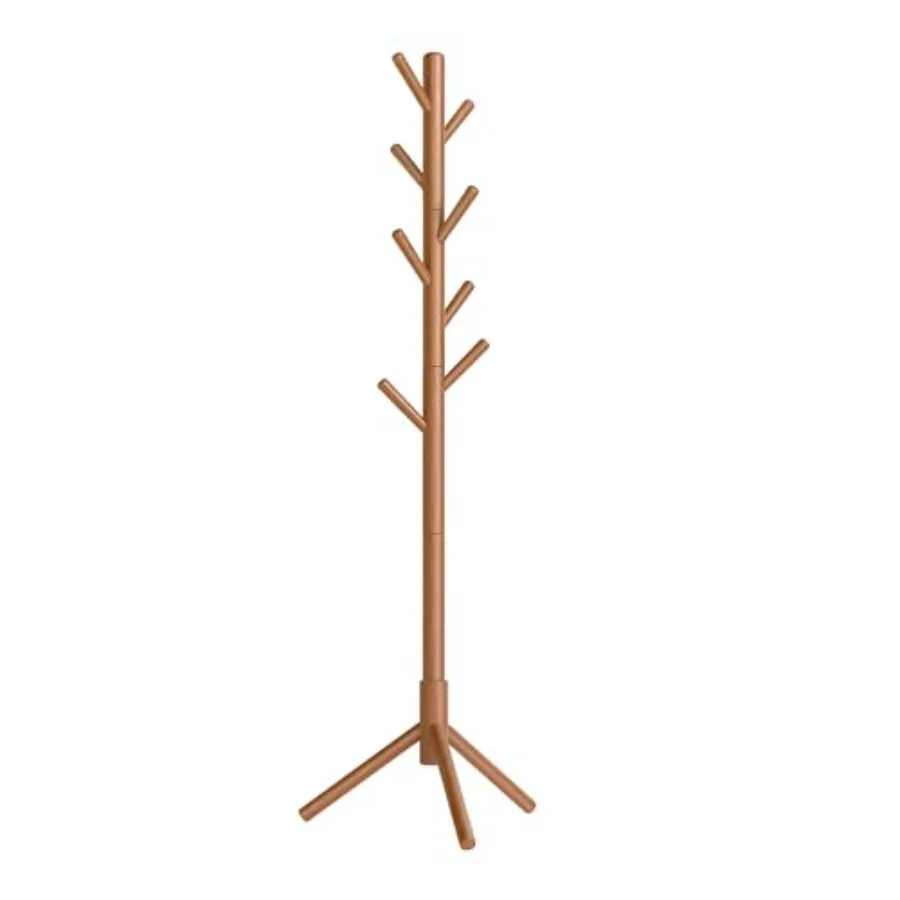 

Solid Wood Coat Rack Free Standing Tree-Shaped Coat Rack with 8 Hooks 3 Height Options for Clothes Hats Bags Living Room Bedroo