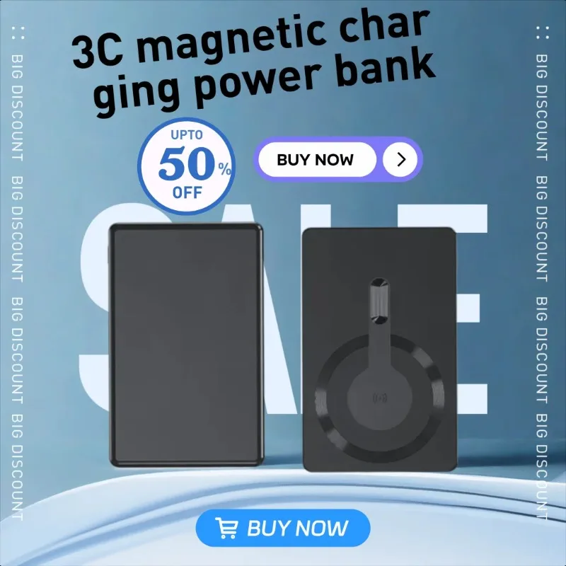 

Multi-capacity Battery 20W Super Fast Charging Ultra-thin Aluminum Alloy Magnetic Wireless Power Bank