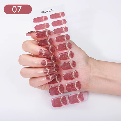 Imagen 2 del producto Tiras de Gel magnético para uñas de gato semicurado rojo, cubierta completa, pegatinas de Gel para uñas, envolturas para manicura, prensa en lámpara UV, calcomanías para uñas durciadas